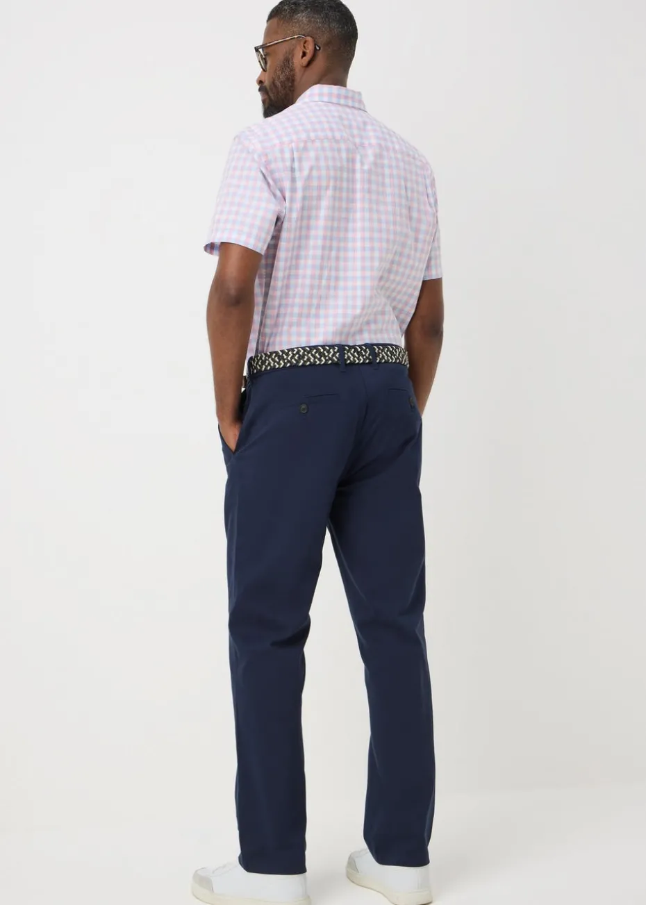 Navy Belted Chino Trousers