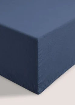 Navy Cotton Deep Fitted Bed Sheet (180 Thread Count)