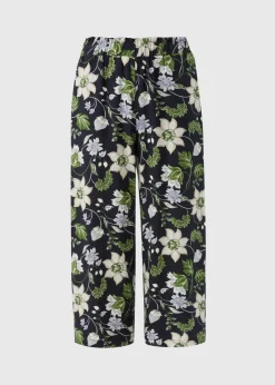 Navy Floral Cropped Trousers