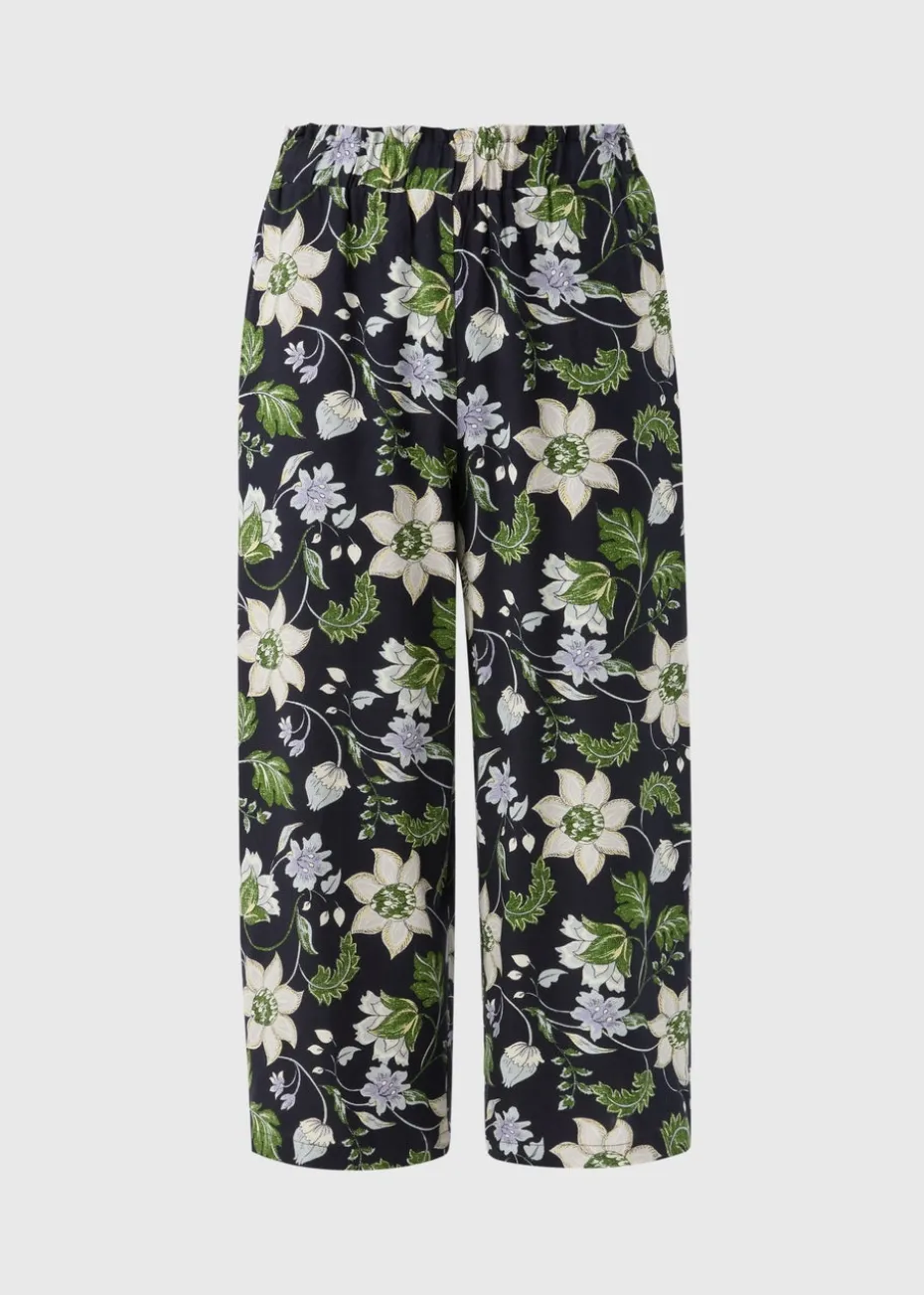 Navy Floral Cropped Trousers