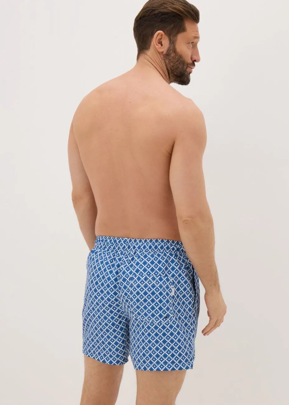 Navy Geometric Swim Shorts