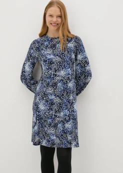 Navy Patterned Mini Dress