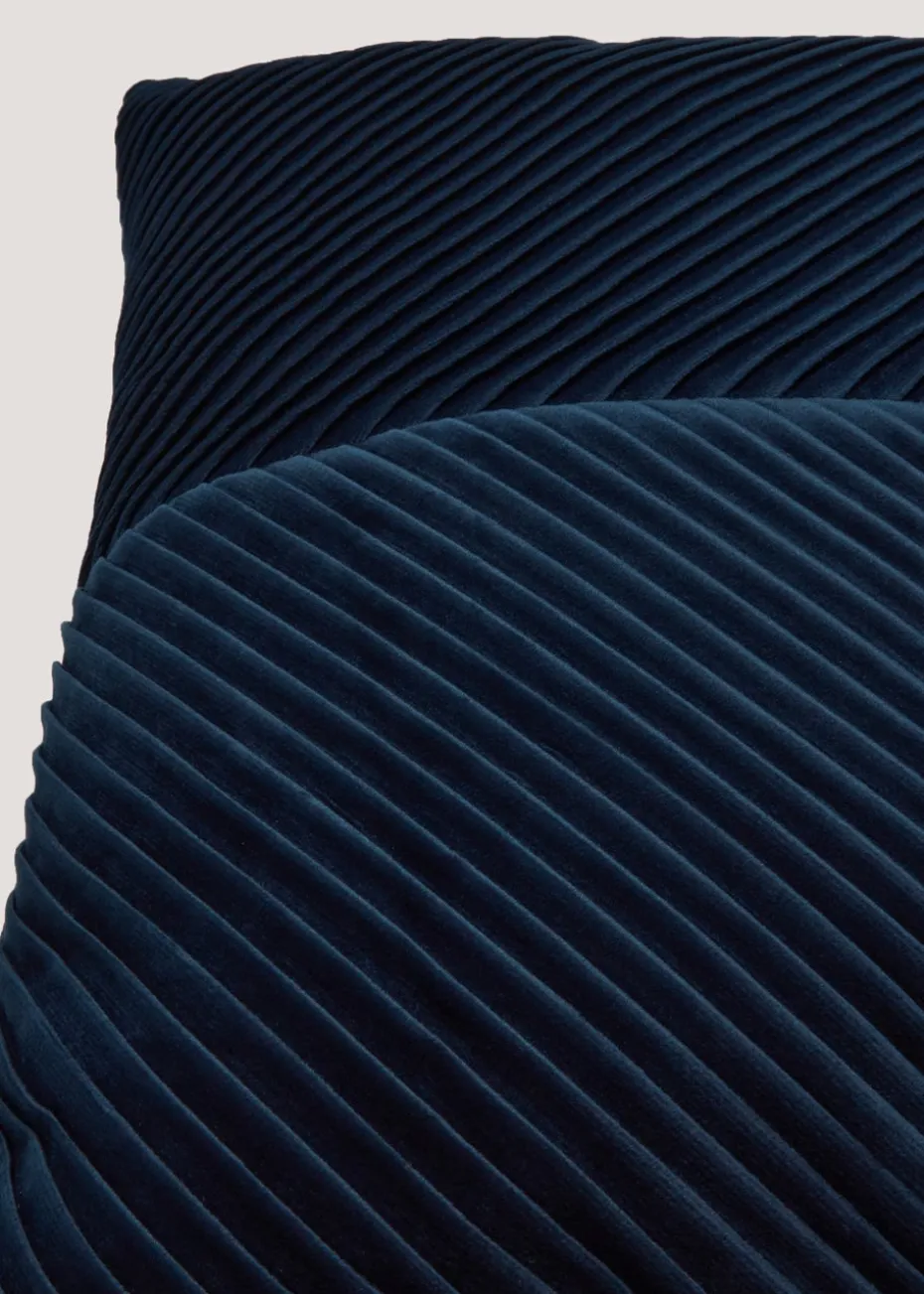 Navy Pleated Velvet Cushion