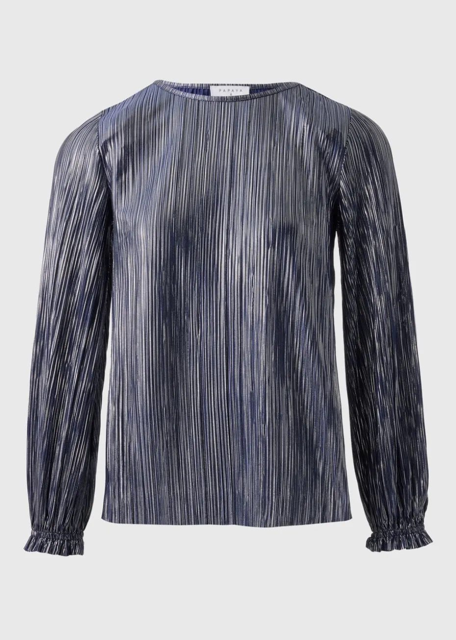 Navy Plisse Top