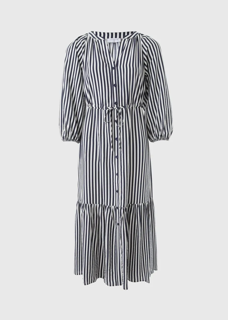 Navy Stripe Midi Shirt Dress
