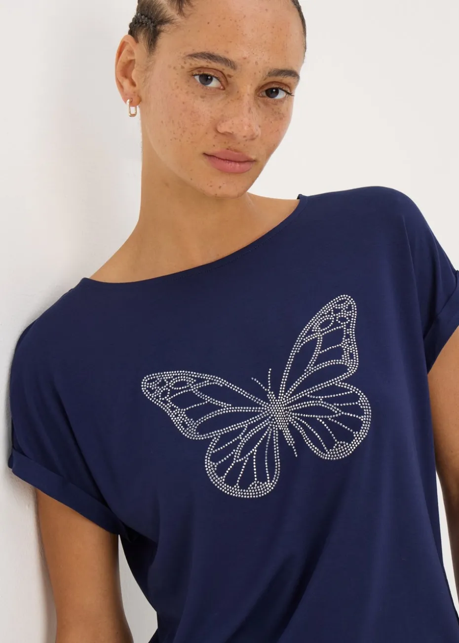 Navy Studded Butterfly T-Shirt