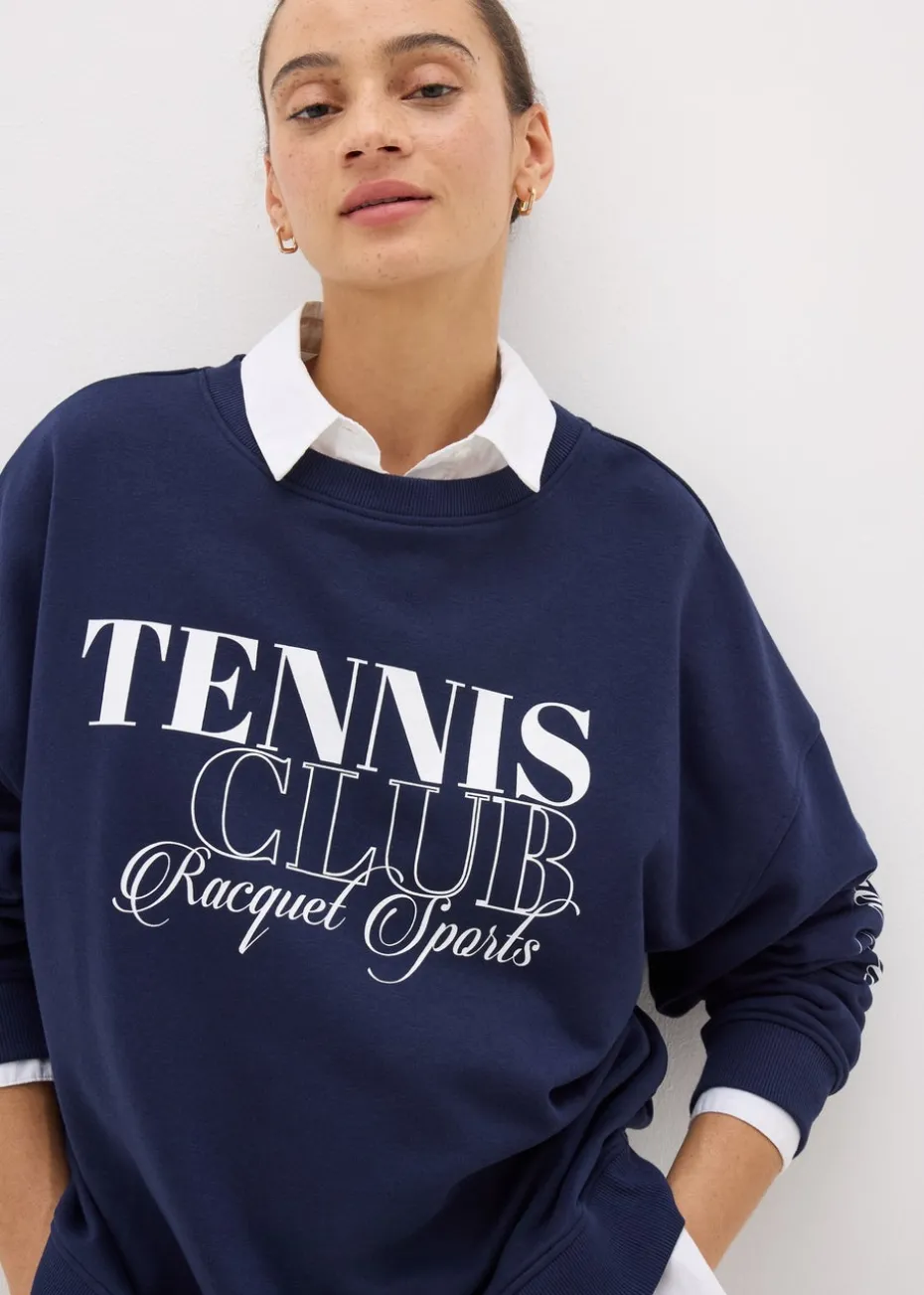 Navy Tennis Slogan Sweatshirt