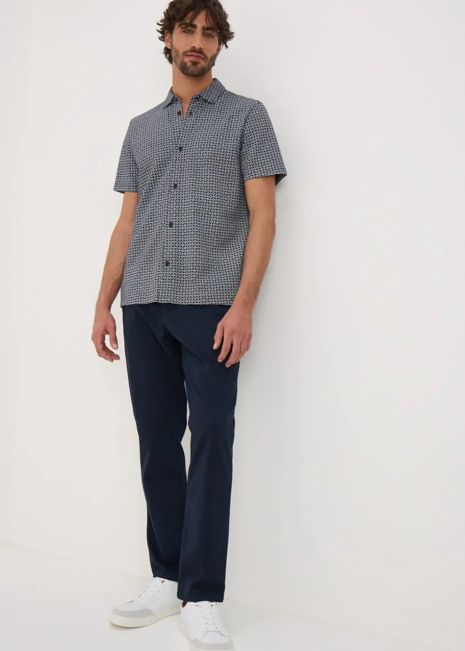 Navy Tile Print Shirt