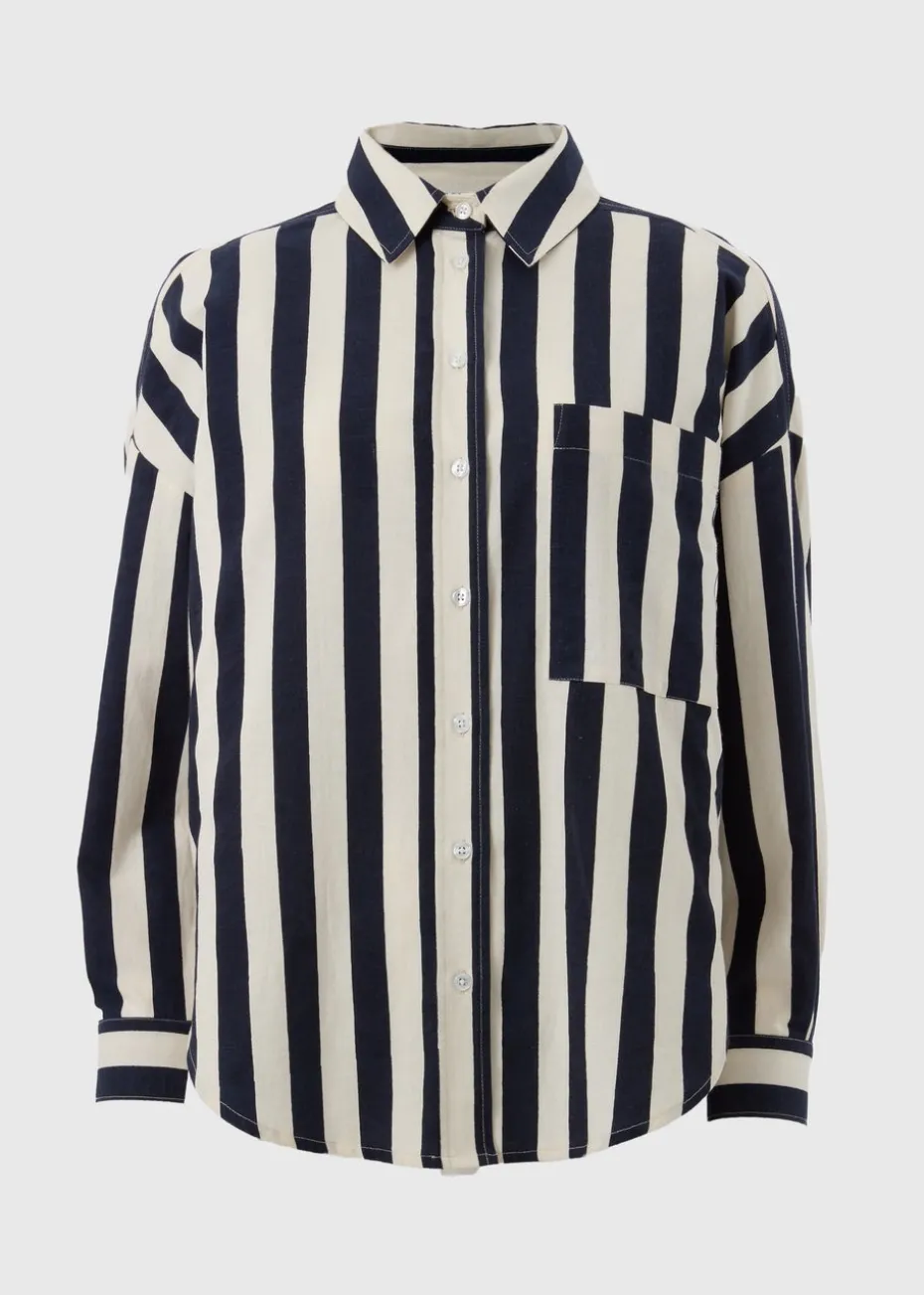 Navy Wide Stripe Shirt