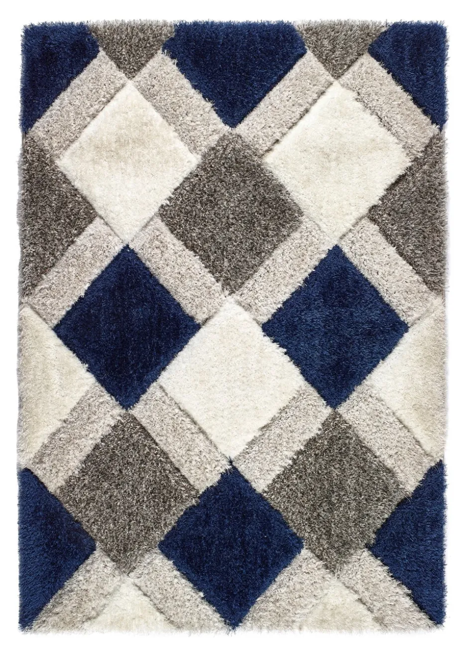 Origins Navy 3D GEO Shaggy Rug