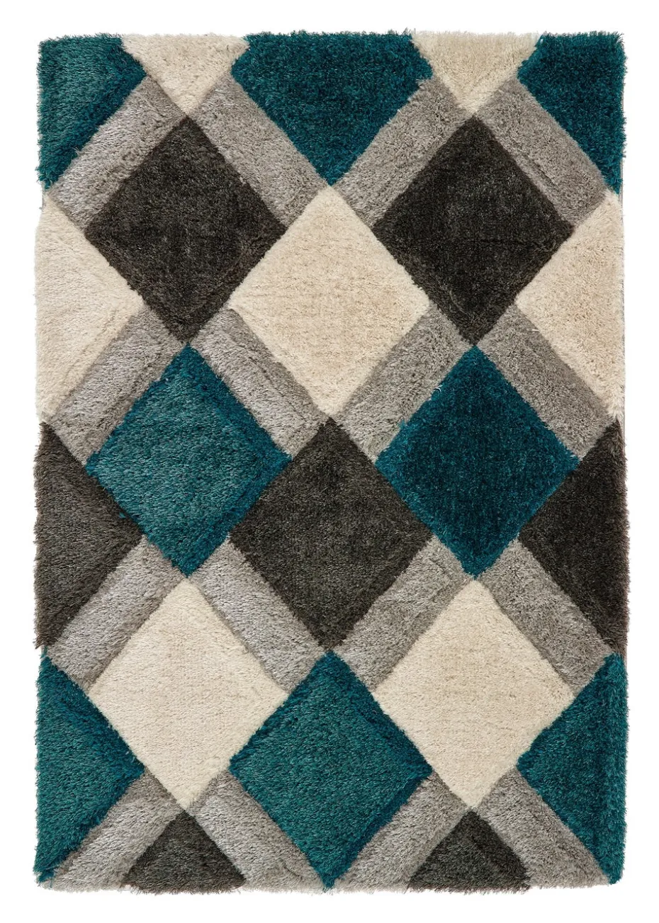 Origins Teal 3D GEO Shaggy Rug