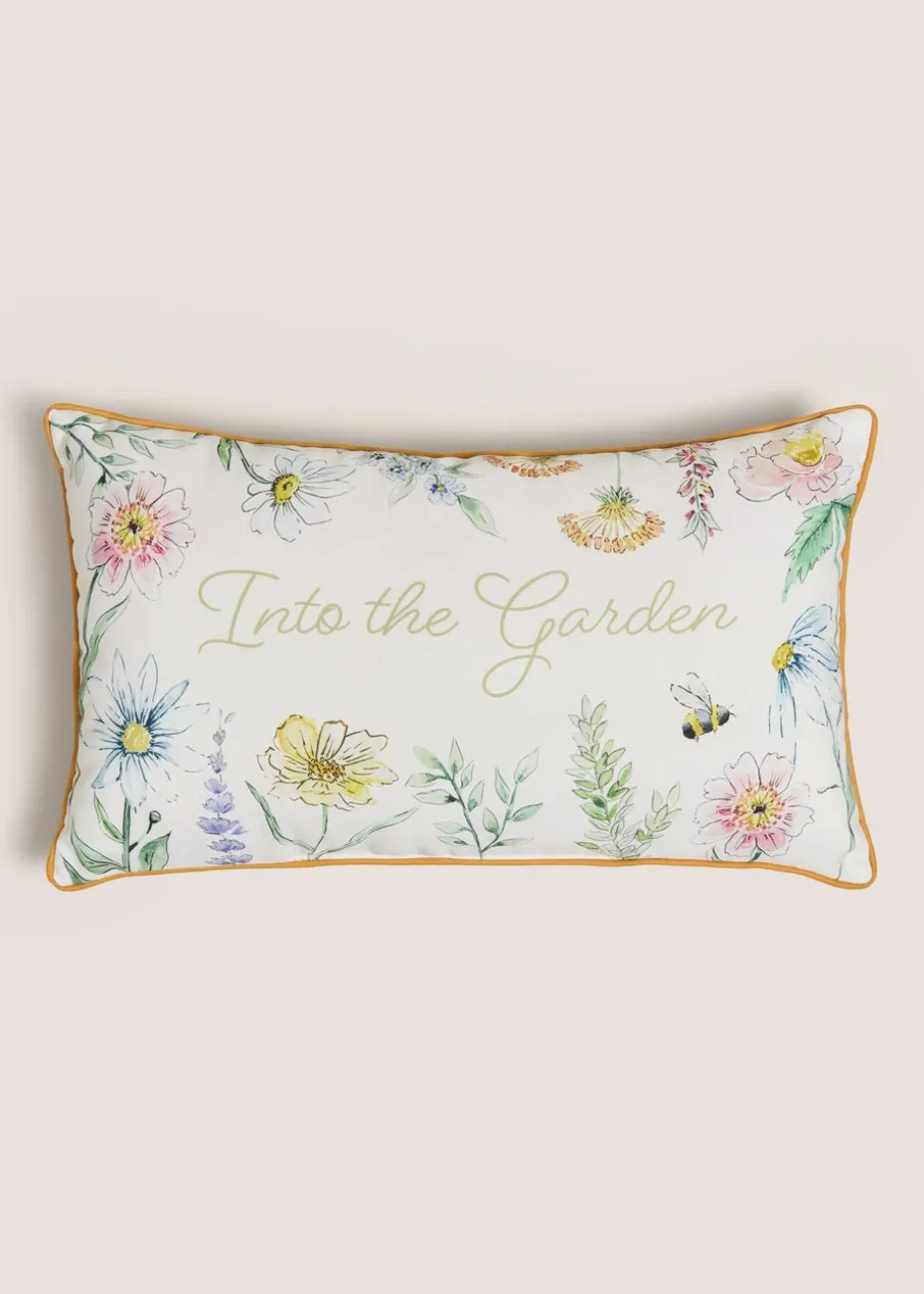 Outdoor Green Floral Bolster Cushion