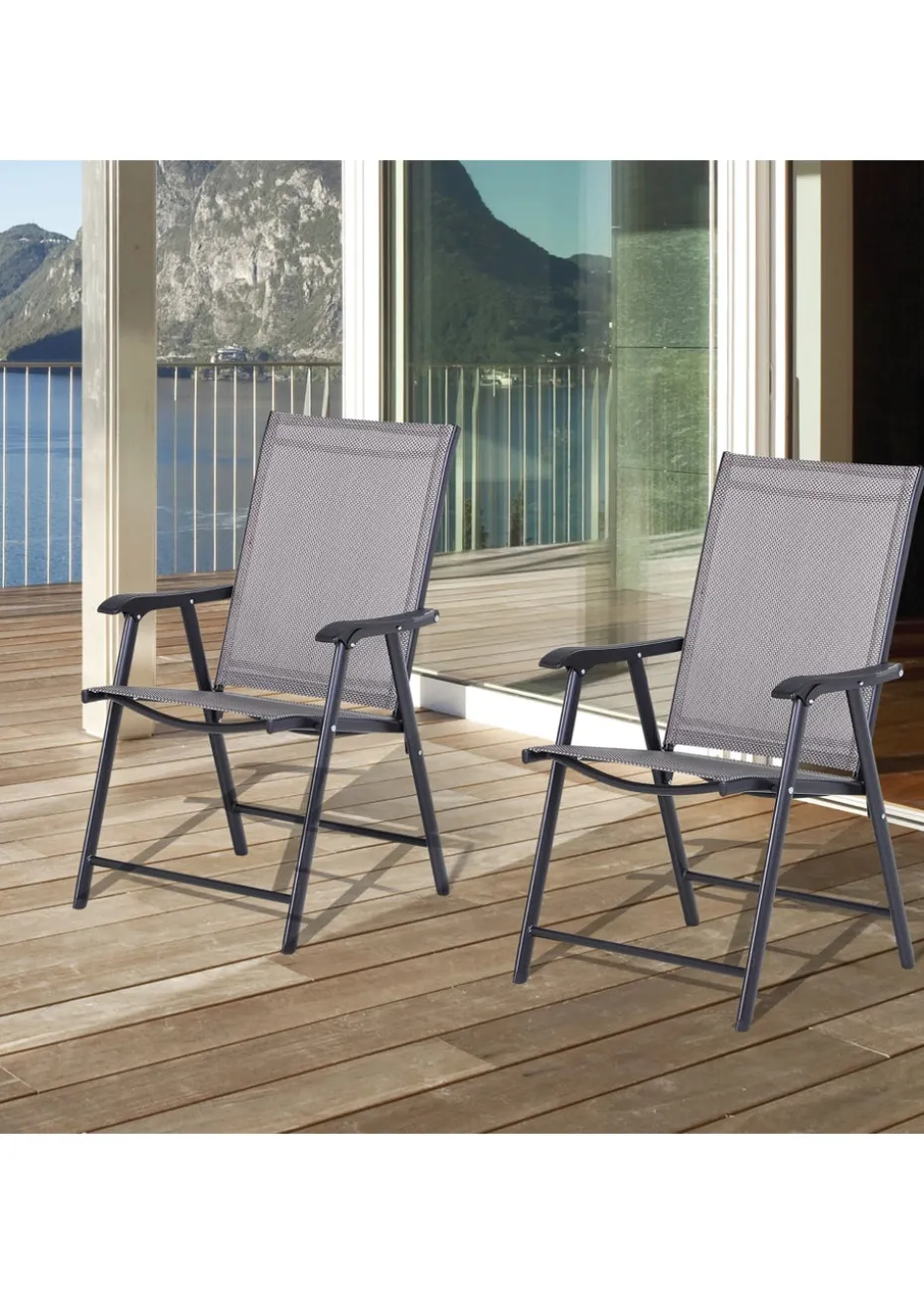 Outsunny 2 PCs Foldable Garden Chairs (58cm x 64cm x 94cm)