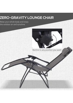 Outsunny 3 PCs Sun Lounger Table & Chairs Set with Cup Holders