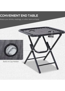 Outsunny 3 PCs Sun Lounger Table & Chairs Set with Cup Holders