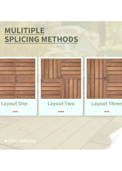 Outsunny 27 Pcs Wooden Interlocking Decking Tiles