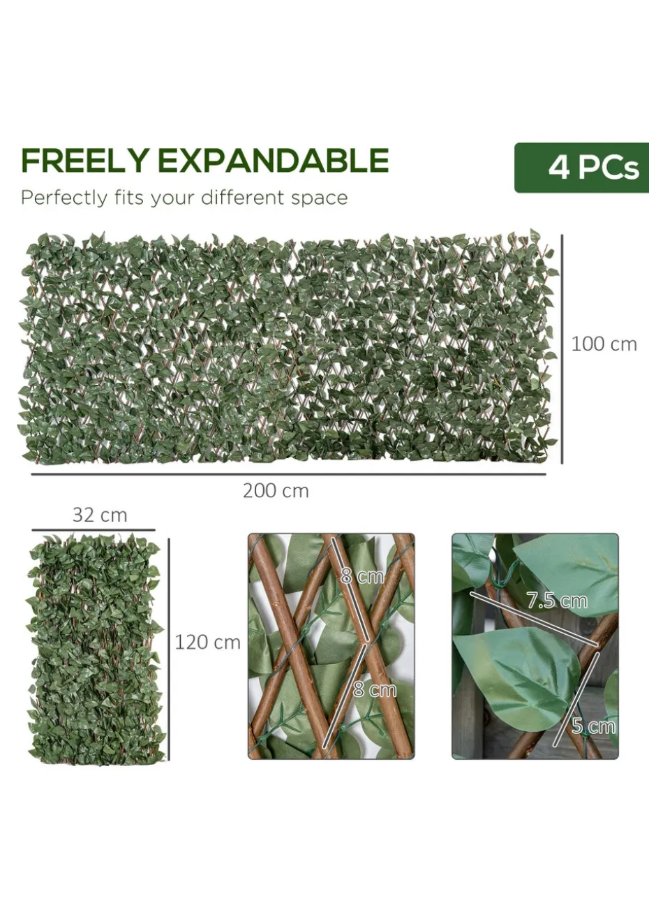 Outsunny 4 Piece 2m x 1m Expanding Trellis Fence