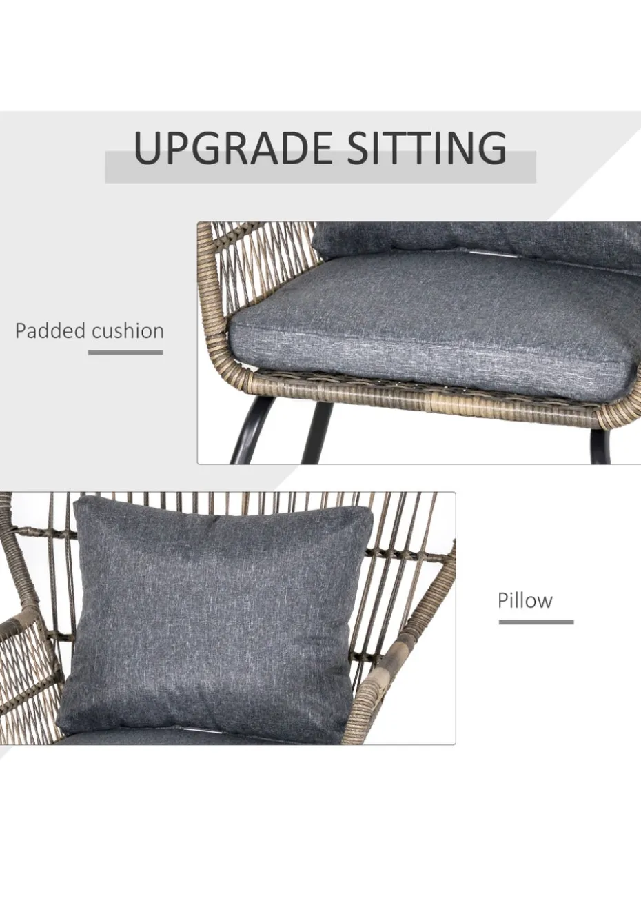 Outsunny 3 Piece Rattan Garden Furniture Set with Cushions