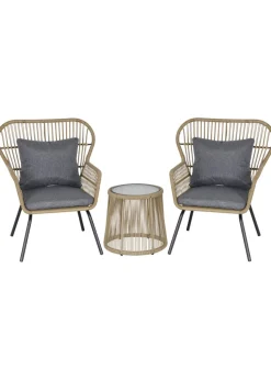 Outsunny 3 Piece Rattan Garden Furniture Set with Cushions