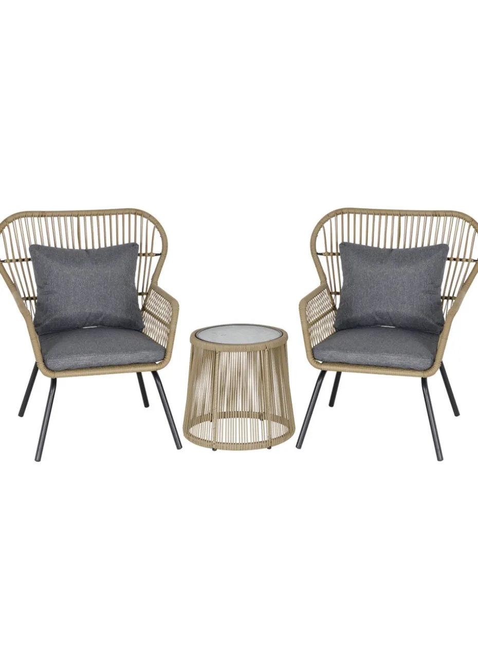 Outsunny 3 Piece Rattan Garden Furniture Set with Cushions
