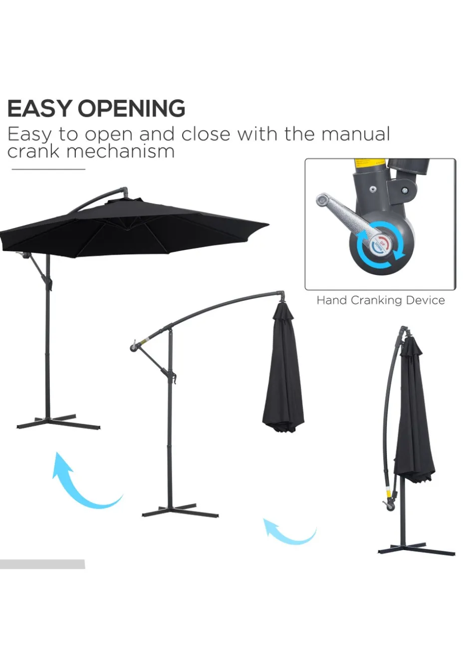 Outsunny Garden Cantilever Parasol Patio Banana Umbrella (3m)