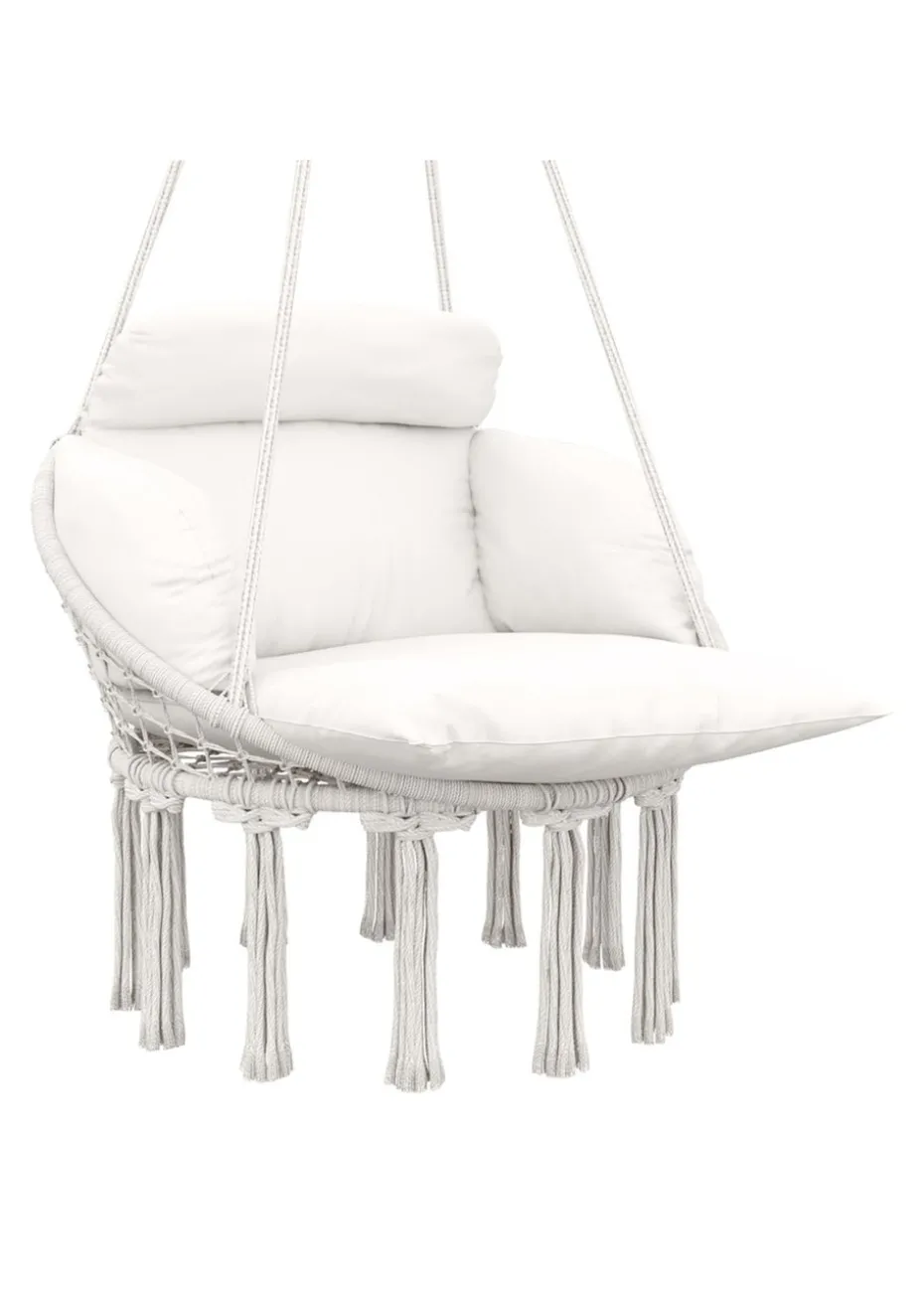 Outsunny Hammock Chair Boho Hanging Swing Chair with Cushion