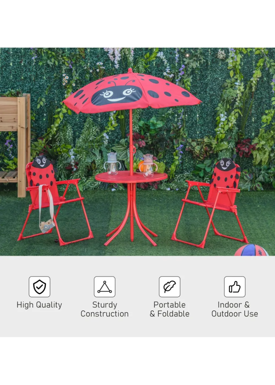 Outsunny Kids Ladybird Folding Picnic Table