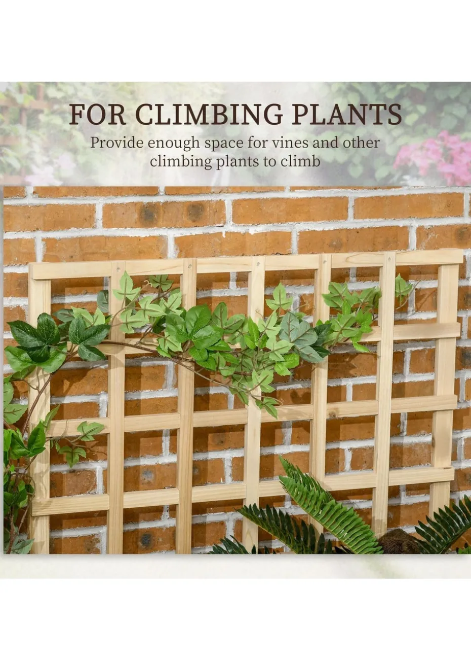 Outsunny Natural 3 Tier Wooden Garden Planters with Trellis