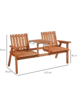 Outsunny Orange 2-Seater Garden Bench Antique Loveseat