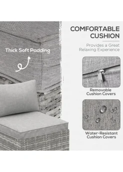 Outsunny Outdoor Garden Furniture Rattan Single Middle Sofa with Cushions