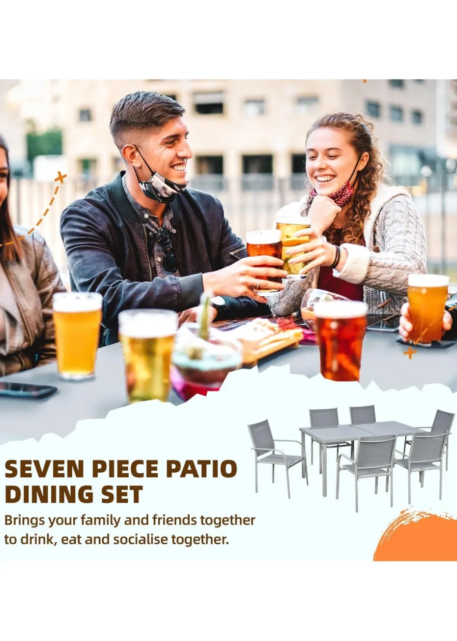 Outsunny 7pc Garden Dining Set-Outdoor Table and Chairs