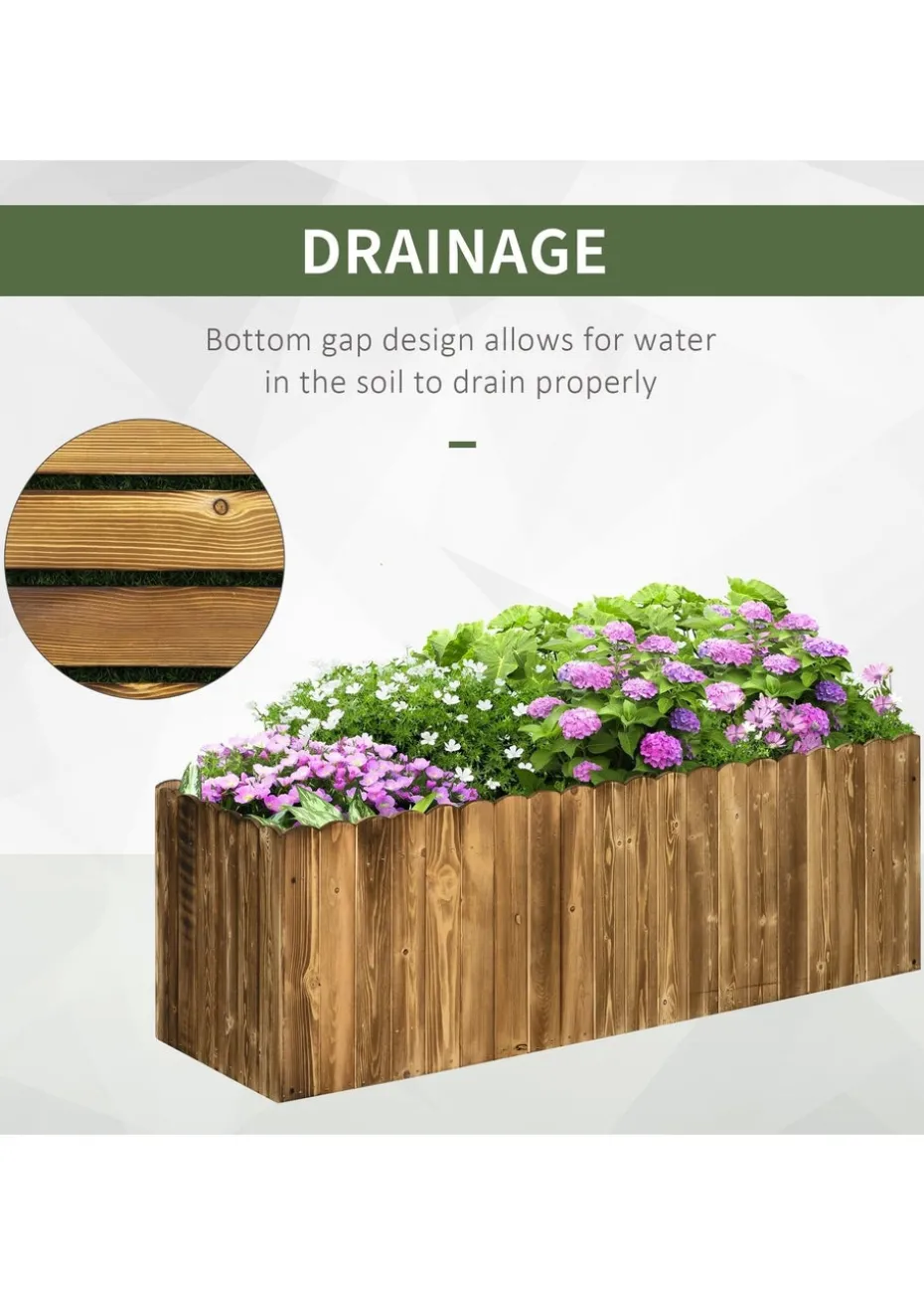 Outsunny Raised Flower Bed Rectangular Planter Container Box Garden