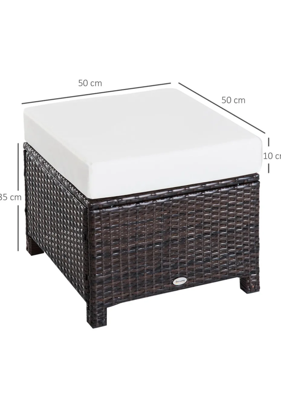 Outsunny Rattan Footstool Wicker with Cushion