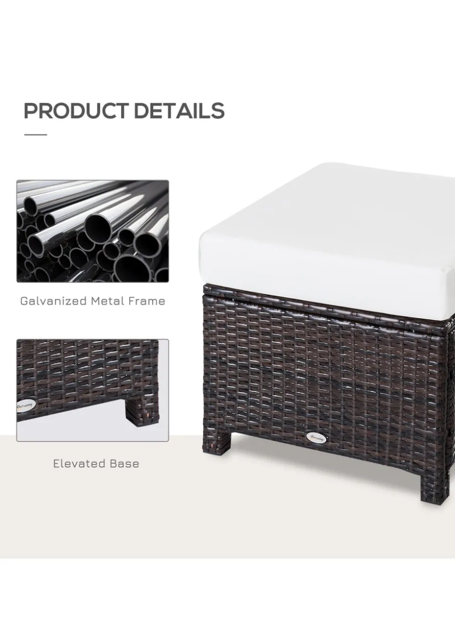 Outsunny Rattan Footstool Wicker with Cushion