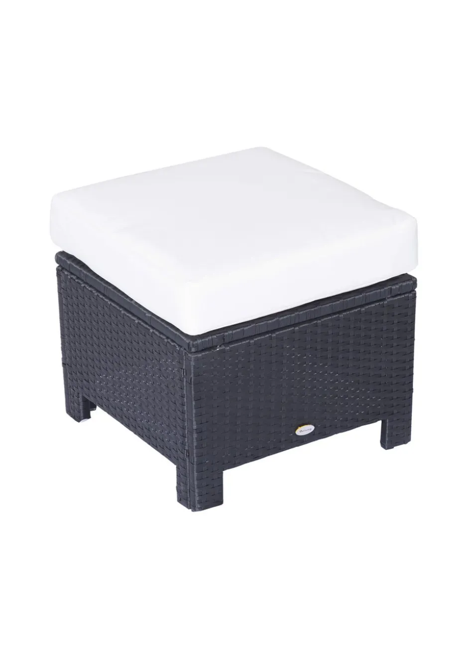 Outsunny Rattan Footstool Wicker with Cushion