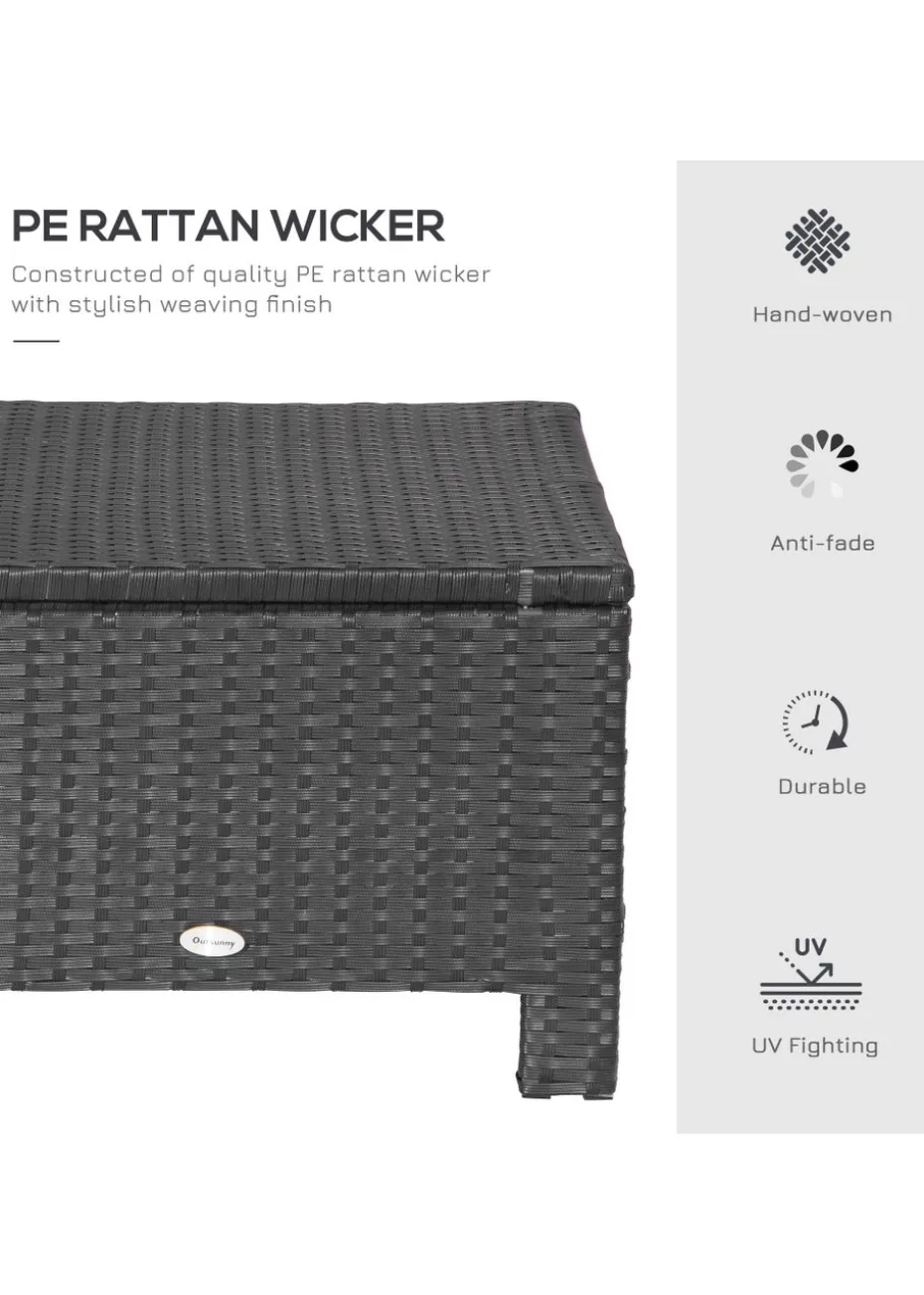 Outsunny Rattan Footstool Wicker with Cushion