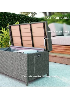 Outsunny Rattan Outdoor Storage Bench with Aluminium Frame