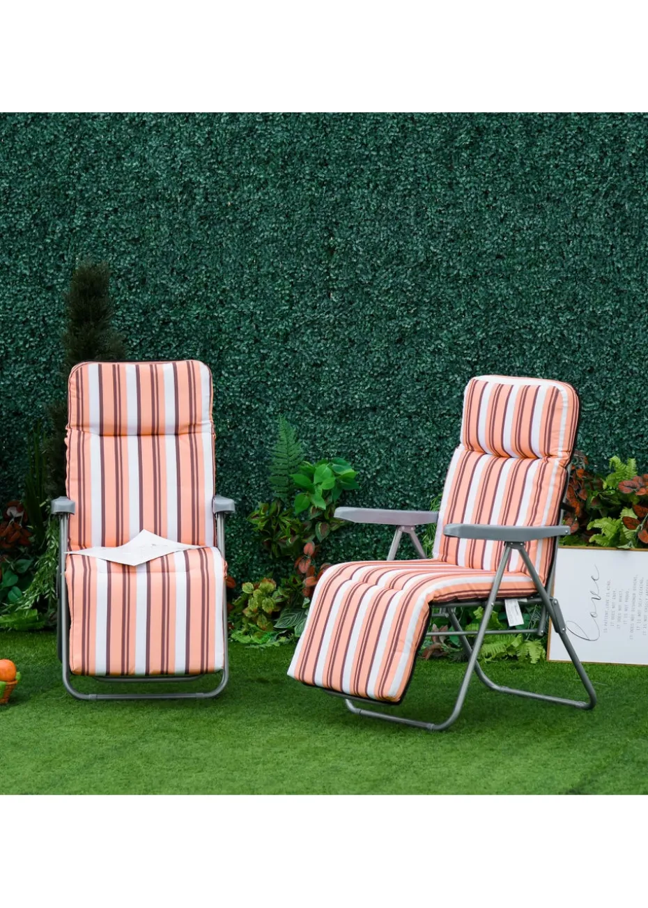 Outsunny Set of 2 Garden Patio Foldable Sun Recliners Loungers
