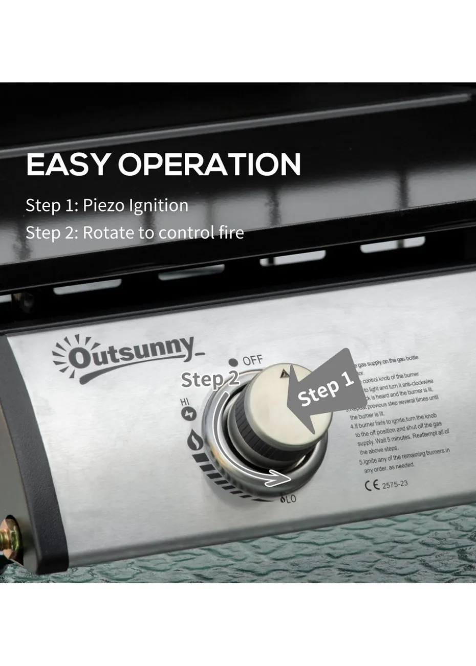 Outsunny Silver 6kW Portable Gas Plancha BBQ Grill