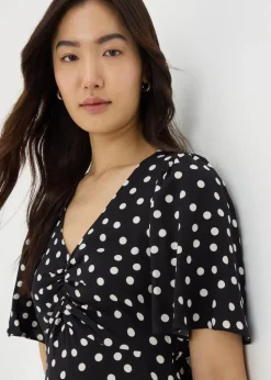 Papaya Petite Black Monochrome Spot Mini Tea Dress
