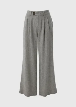 Papaya Petite Navy Stripe Linen Blend Wide Leg Trousers