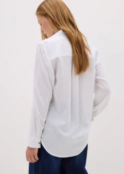 Papaya Petite White Linen Blend Long Sleeve Shirt