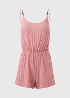 Peach Textured Playsuit