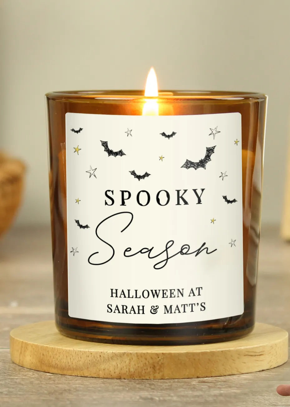 Personalised Memento Company Brown Spooky Amber Glass Candle