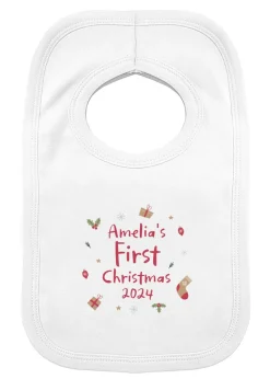 Personalised Memento Company White First Christmas Bib