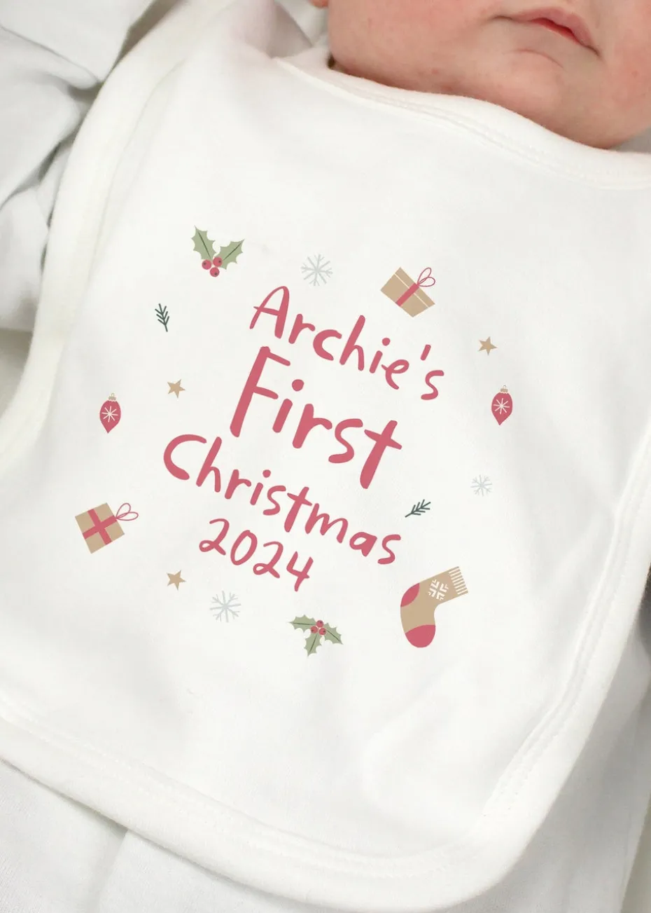 Personalised Memento Company White First Christmas Bib