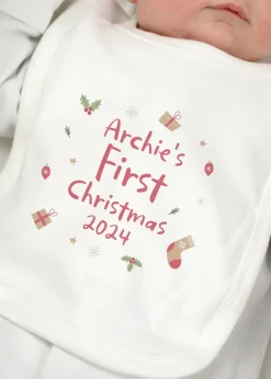 Personalised Memento Company White First Christmas Bib