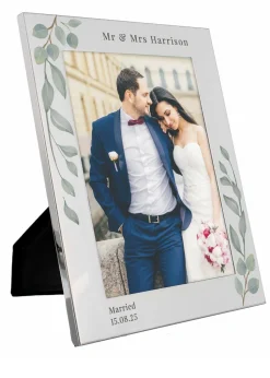 Personalised Memento Company Silver Botanical 5x7 Photo Frame
