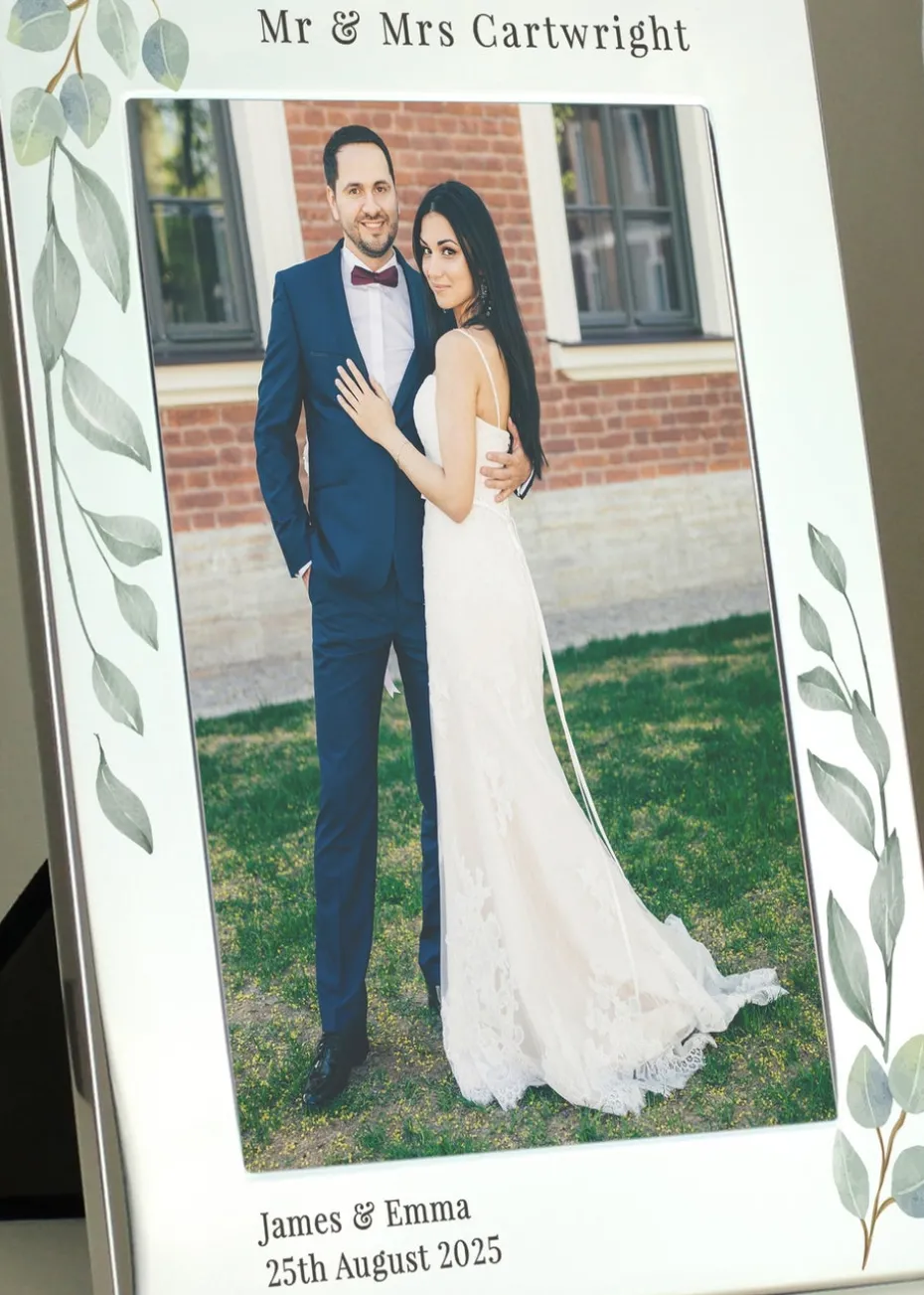 Personalised Memento Company Silver Botanical 5x7 Photo Frame