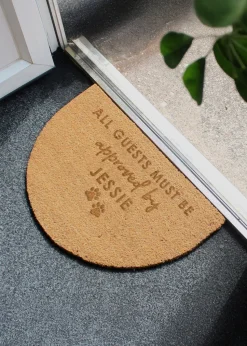 Personalised Memento Company Approved By The Pet Brown Half Moon Indoor Doormat